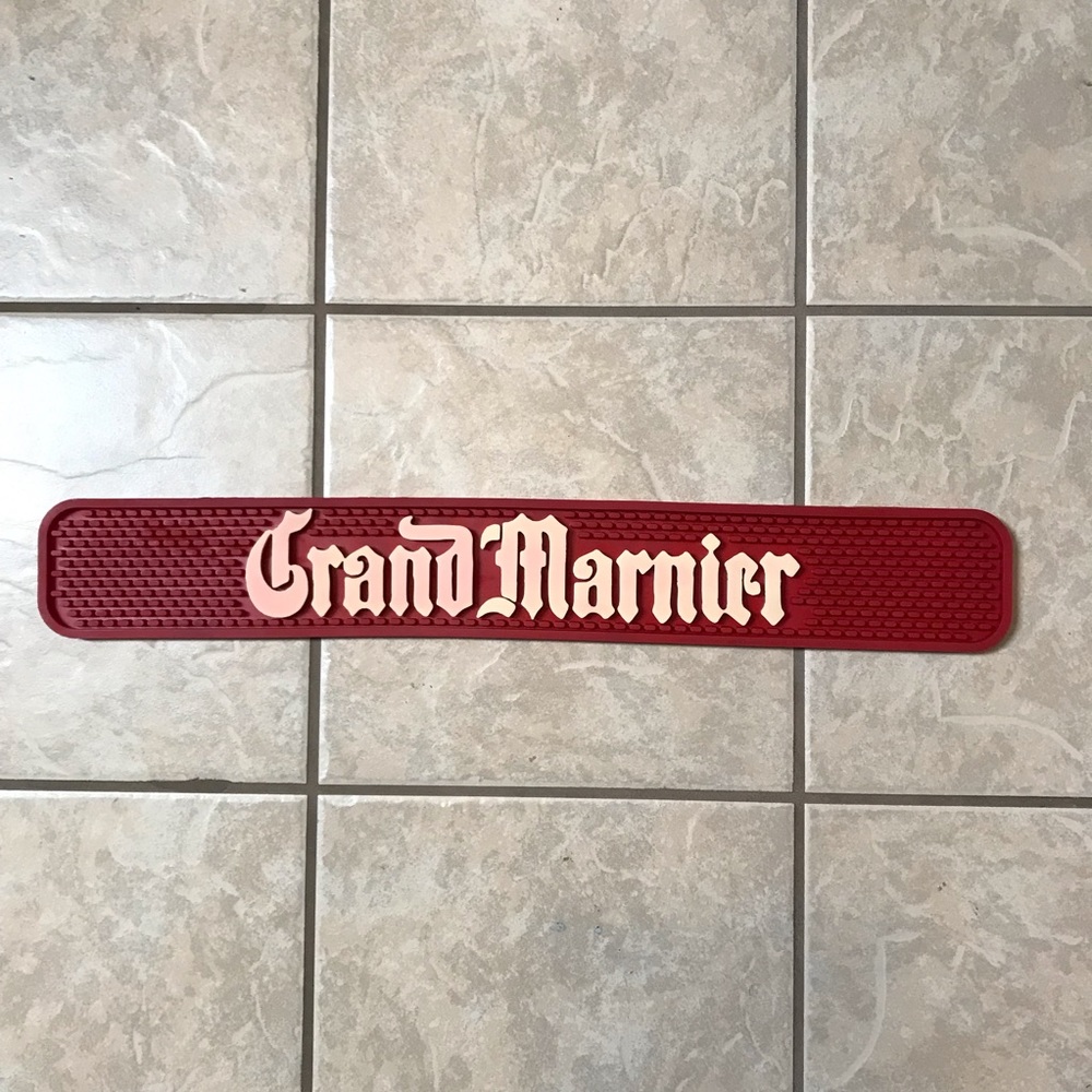 Grand Marnier Rubber Bar Rail Spill Mat Cognac - 24 in x 3 in - Red & White 2004
